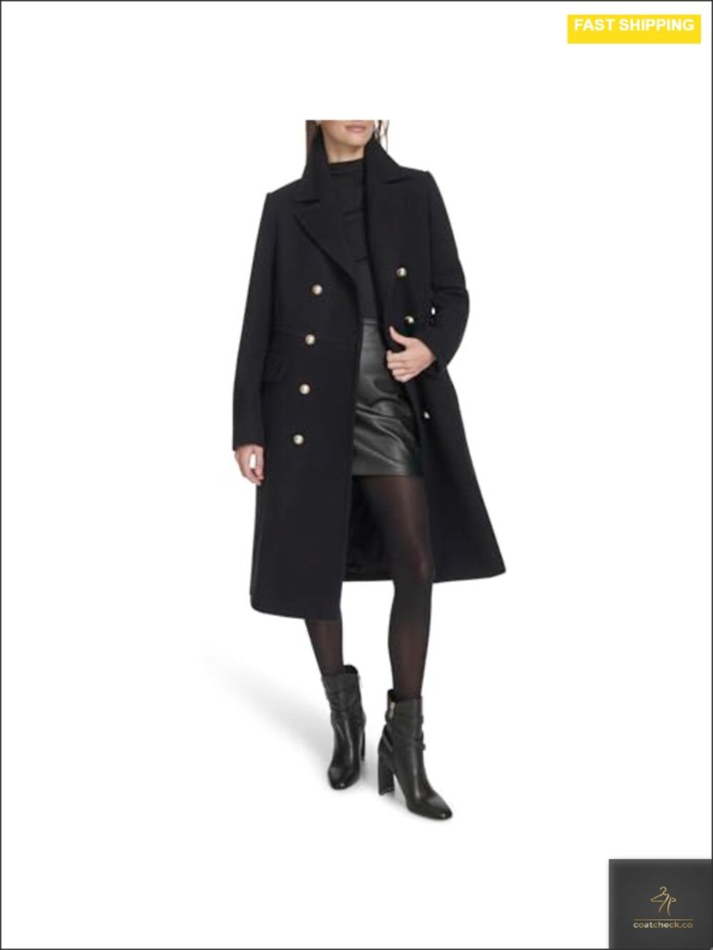 Wool Pea Coat Notched Lapels Military Hardware